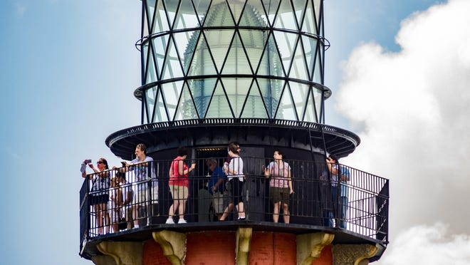Visitors take a tour inside the Jupiter Inlet Lighthouse Outstanding Natural Area on October 1, 2019.