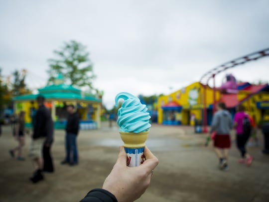 Kings Island's iconic blue ice cream is a blueberry-based soft serve that has been served at the amusement park for decades.