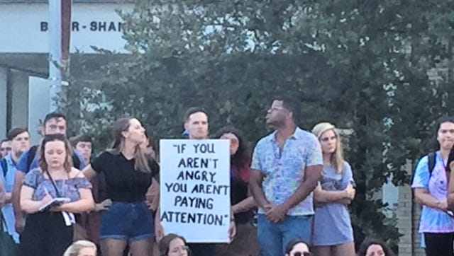 Hundreds showed up to the "Standing with Charlottesville" rally Monday evening on the Missouri State University campus.