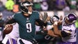 Philadelphia Eagles quarterback Nick Foles throws the