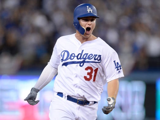 Game 2 at Dodger Stadium: Joc Pederson rounds the bases