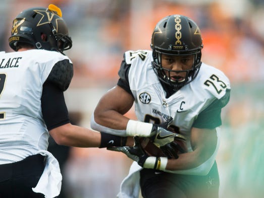 Vanderbilt running back Khari Blasingame (23) warms
