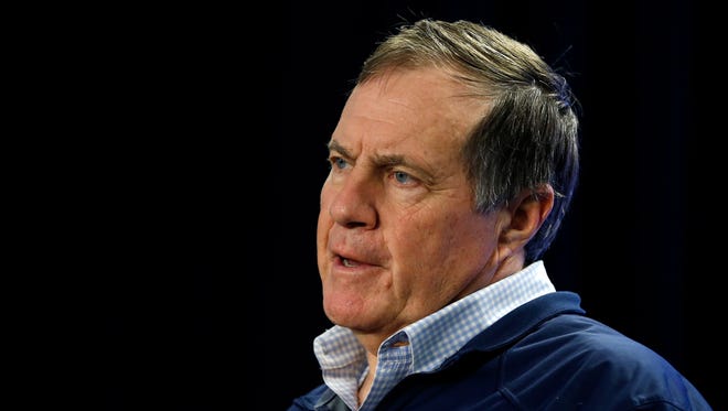 New England Patriots head coach Bill Belichick speaks during a news conference prior to a team practice in Foxborough, Mass., Thursday, Jan. 22, 2015.  (AP Photo/Elise Amendola)
