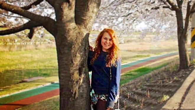 New Mexico State University alumna Tiffany Cox received the prestigious Fulbright grant for a 2017 English Teaching Assistantship in South Korea. Cox is pictured here near the cherry blossoms in Jochiwon, South Korea, while studying abroad in March 2014 during her undergraduate career at NMSU.