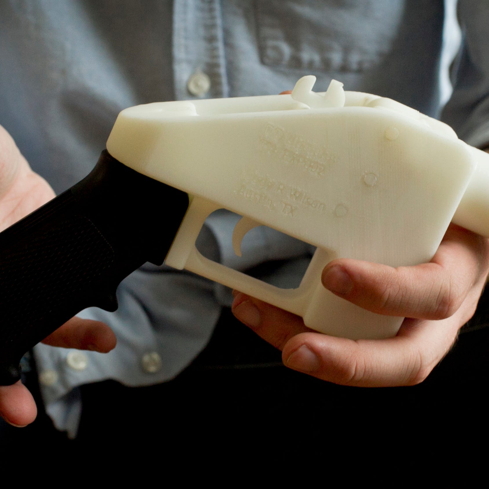 This May 10, 2013, file photo shows a plastic pistol that was completely made on a 3D-printer at a home in Austin, Texas.
