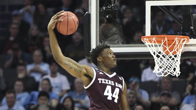 Texas A&M sophomore 6-10 forward Robert Williams averages 10.3 points, 9.3 rebounds and 2.6 blocks per game. He is shooting 62.7 percent from the field.