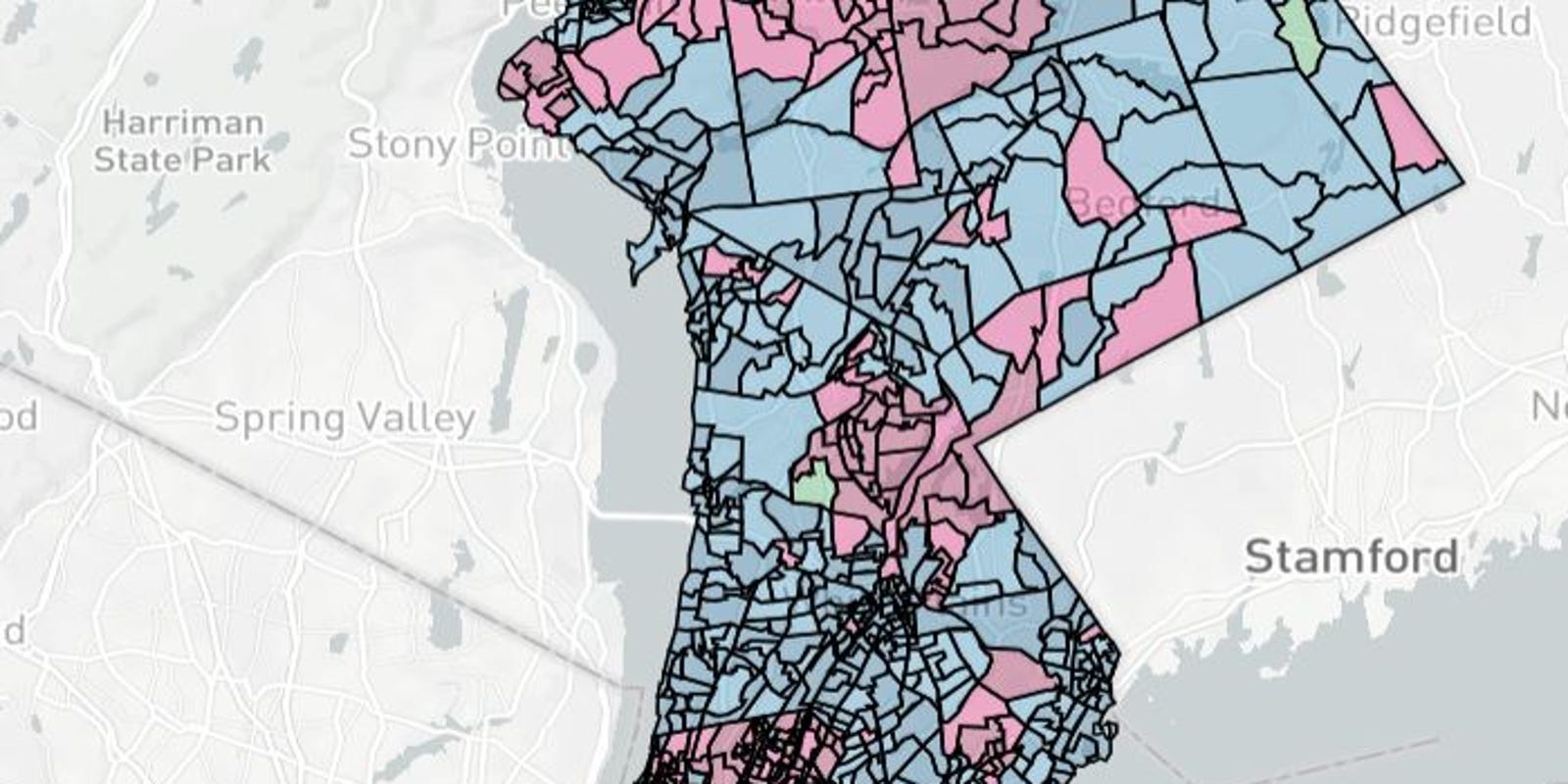 Map Westchester County executive election 2017 results by district
