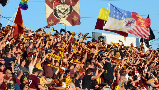 The Northern Guard supports Detroit City FC against AFC Ann Arbor in the National Premier Soccer League Midwest regional championship Saturday, July 29, 2017, at Keyworth Stadium in Hamtramck.