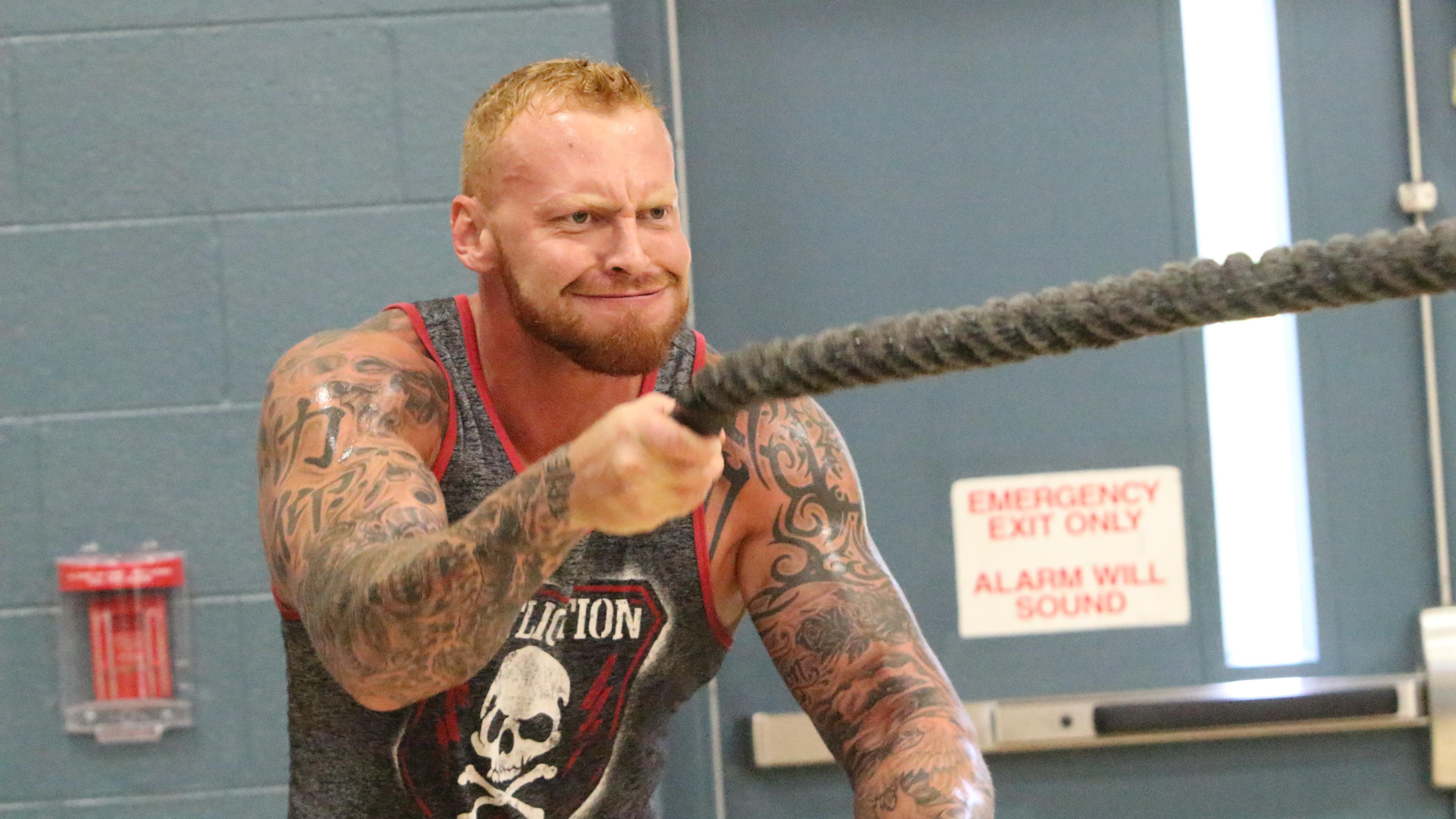 Anthony Mayweather works out with the ropes at the YMCA as he trains for next month's wrestling event in Clarksville.