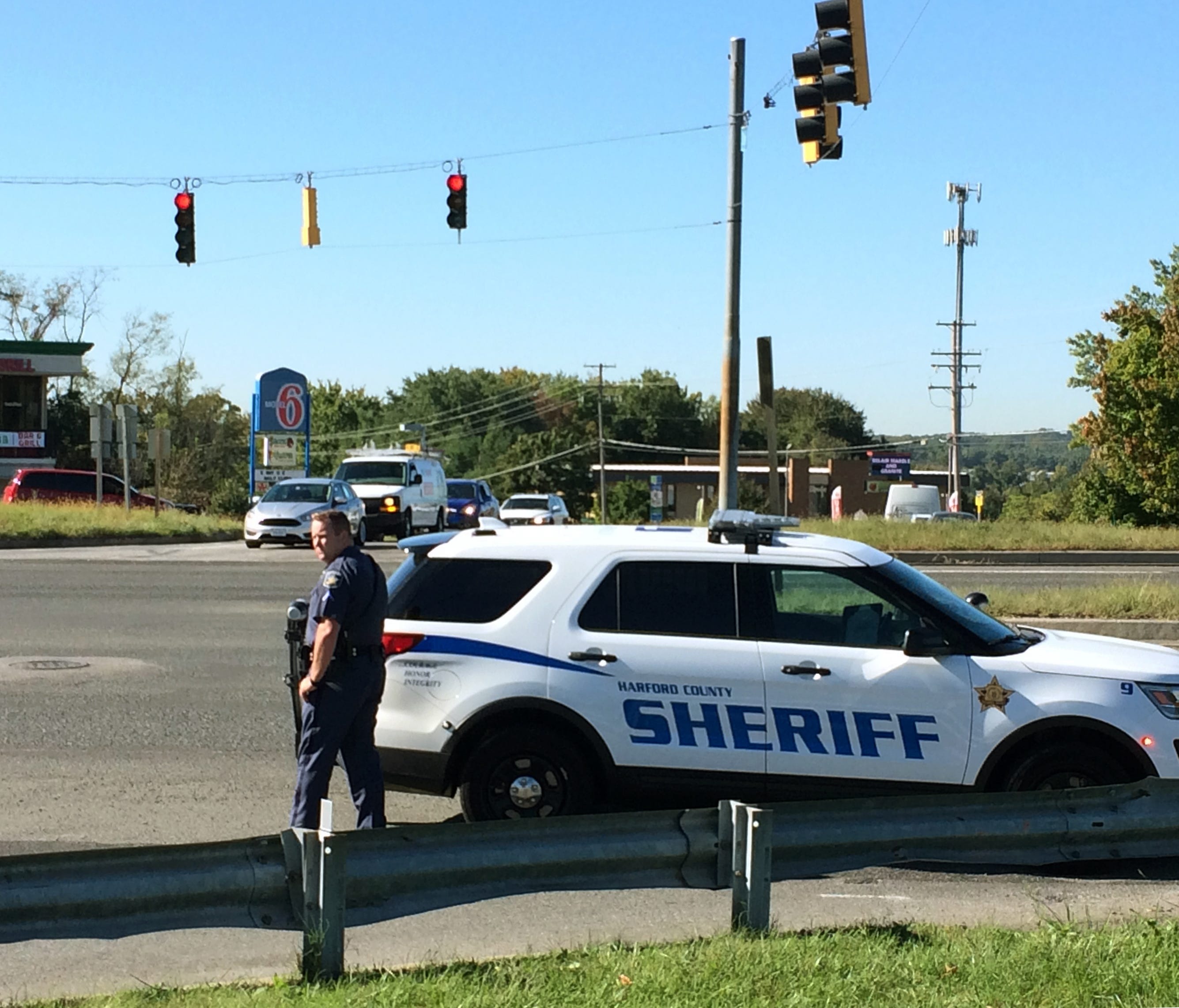 Police respond to a shooting at a business park in the Edgewood area of Harford County, Md., on Oct. 18, 2017.