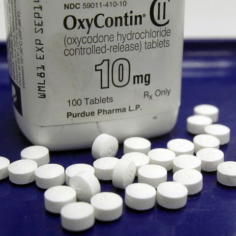 OxyContin pills are displayed in February 2013 at 