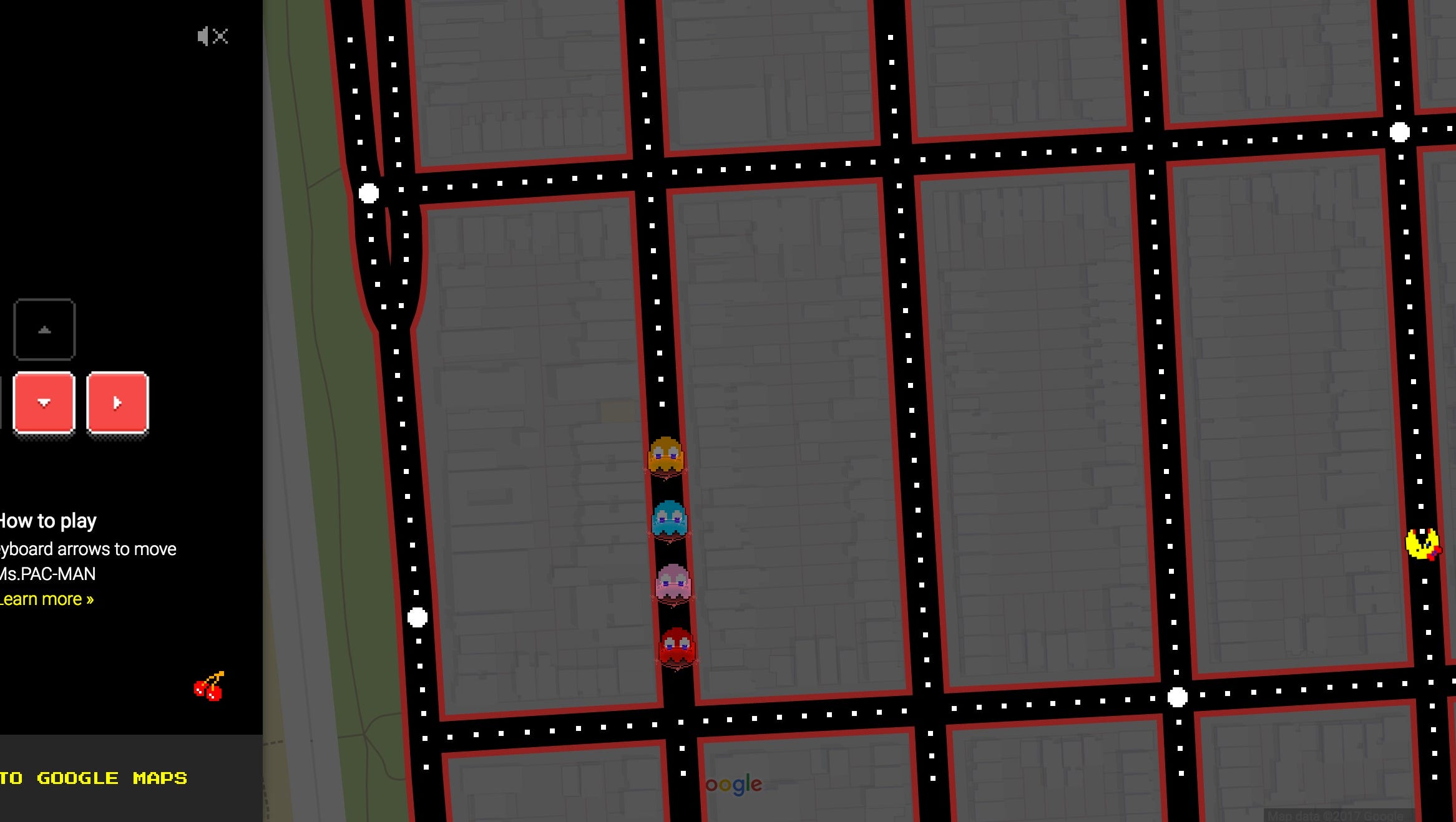 play ms pac man on google maps
