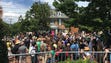 Protesters gather in Charlottesville prior to the KKK