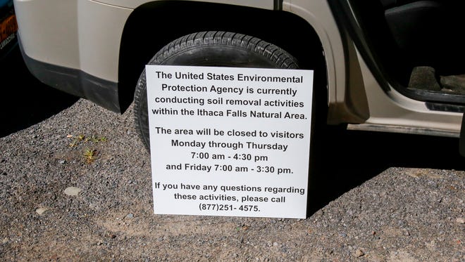 An example of a sign that will be posted at the entrance to the Ithaca Falls Gorge.
