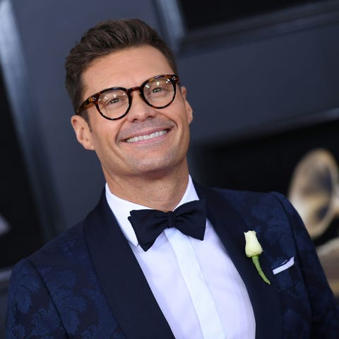 Ryan Seacrest arrives for the 60th Grammy Awards...