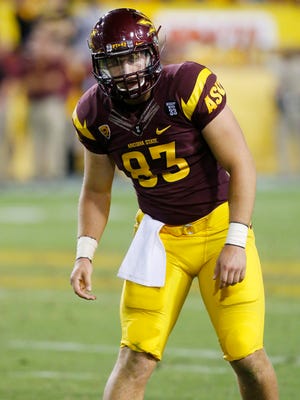 Arizona State Sun Devils tight end Kody Kohl (83) in  their 54-13 win over the Colorado Buffaloes Saturday, Oct. 12,  2013i in Tempe.