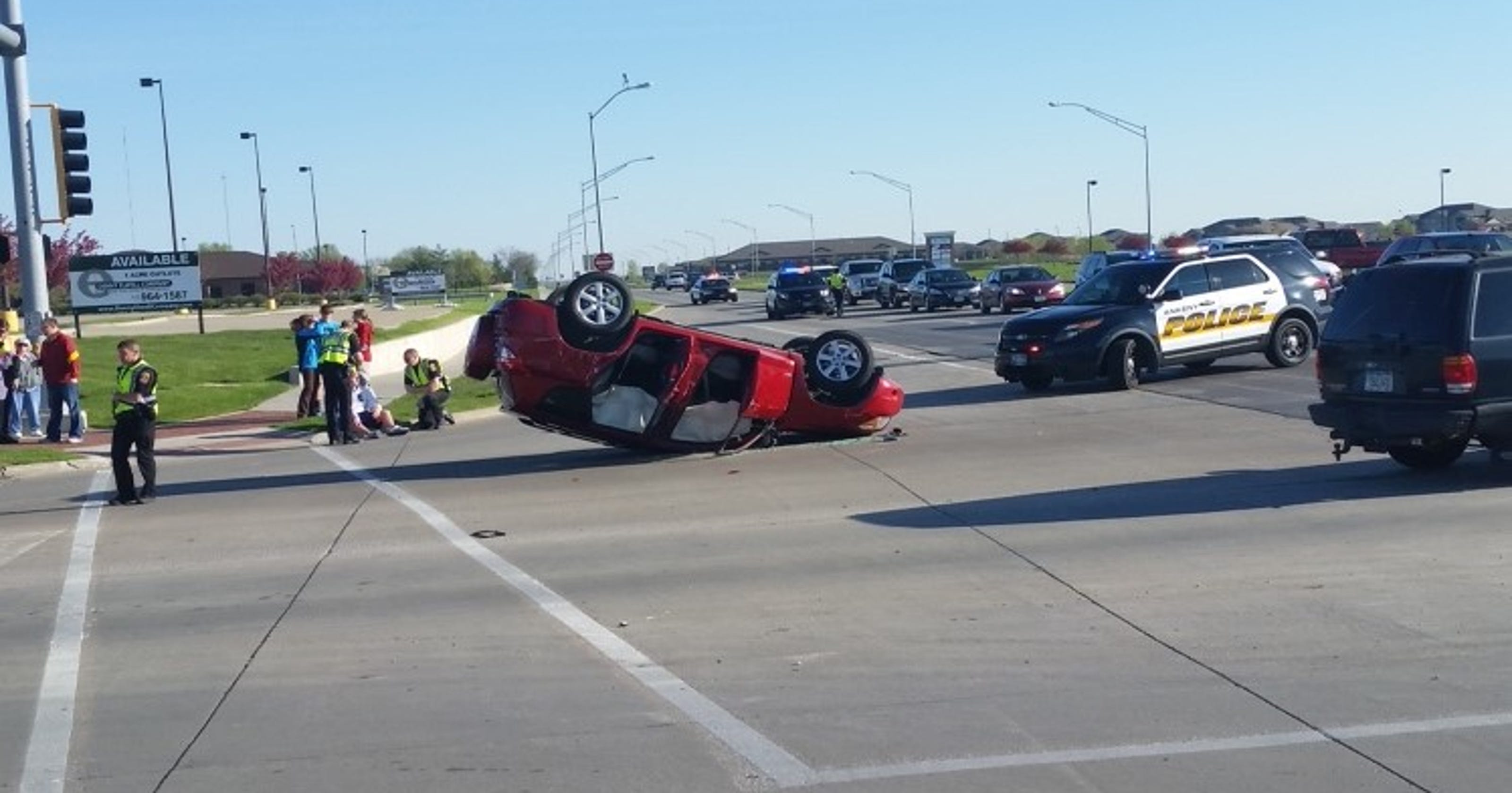 Twocar crash in Ankeny flips one on its hood