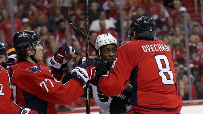 Capitals captain Alex Ovechkin has had his way with the Flyers in terms of goals and hits so far in the series.