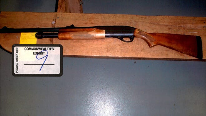 An image of a shotgun, which was used as an exhibit in the case against John P. Wolfe, is seen here. Game wardens said Wolfe illegally possessed a gun while hunting in December 2014.