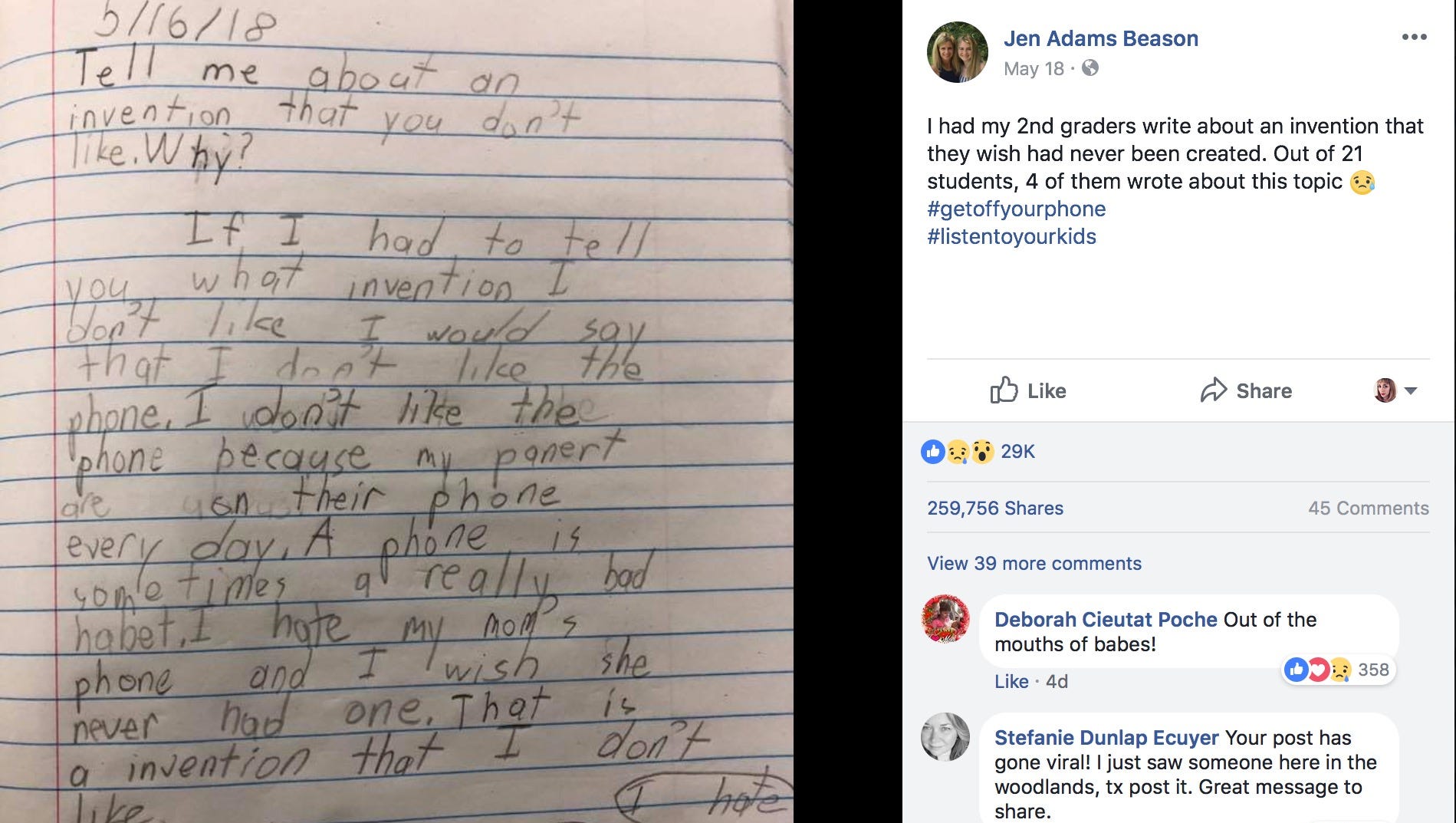 2nd Graders Tells Teacher They Wish Mom Dad Would Get Off The Phone