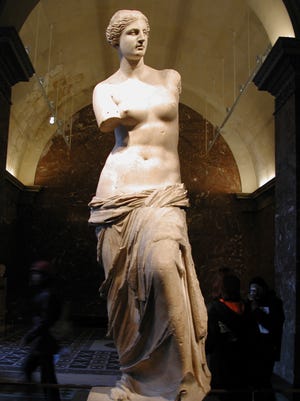 Venus de Milo is one of the most famous pieces at the Louvre in Paris.