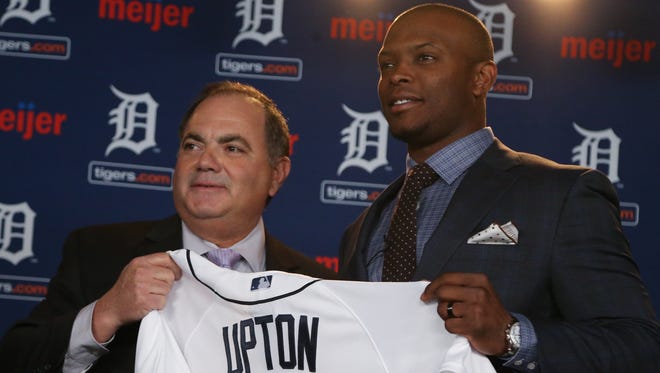 Tigers GM Al Avila introduced Justin Upton to the media on Wednesday at Comerica Park.