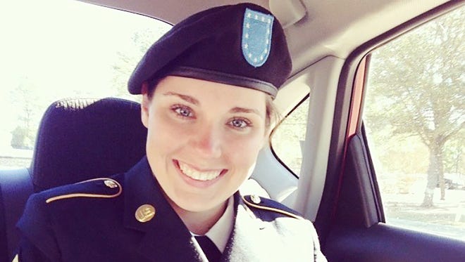 Nicole Cogswell on graduation day from U.S. Army basic training in 2014 at Fort Jackson in South Carolina. Despite being medically and honorably discharged in 2015, Cogswell has been denied disability by the U.S. Department of Veteran Affairs.