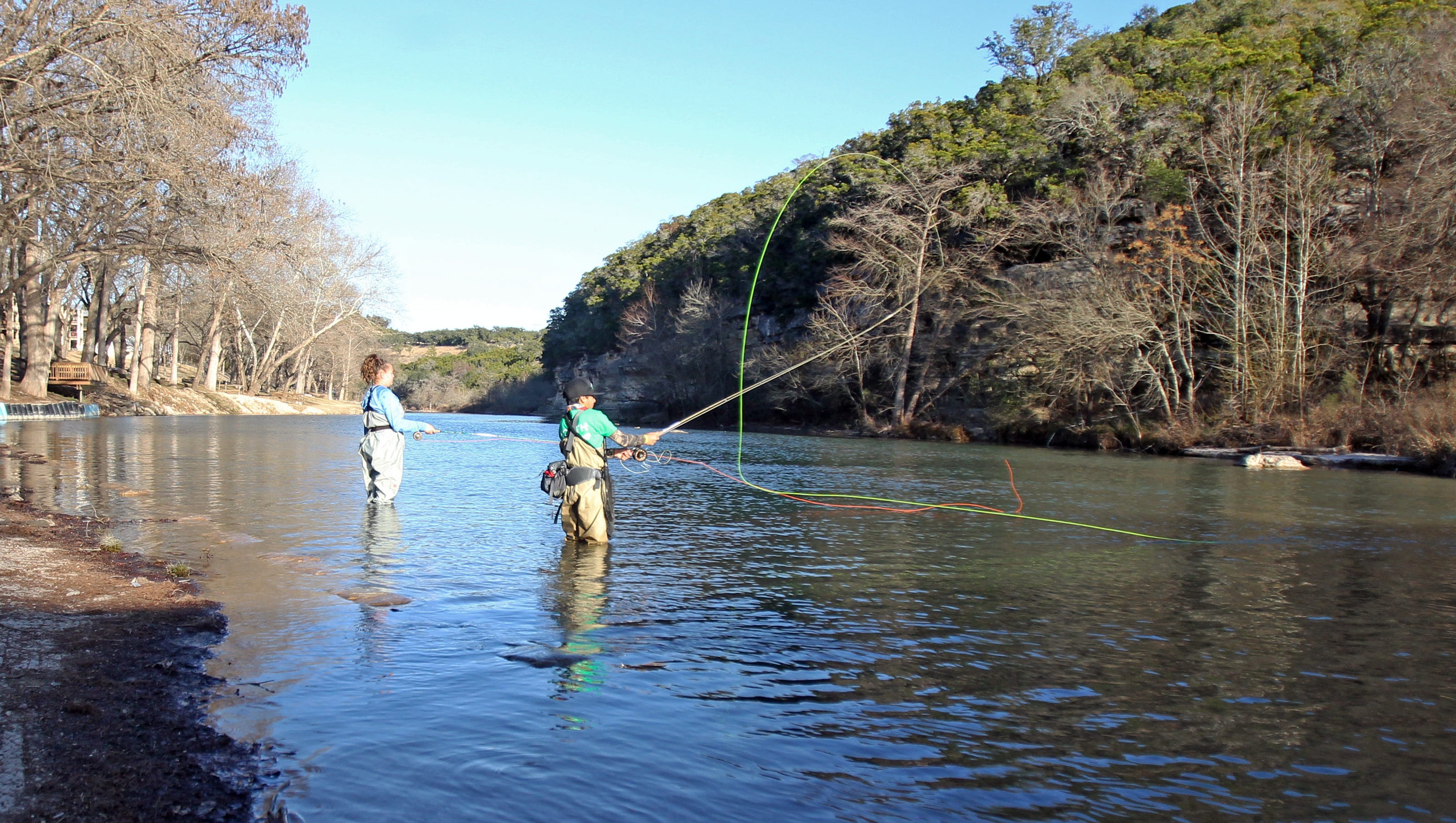 Winter fly fishing along the Guadalupe River