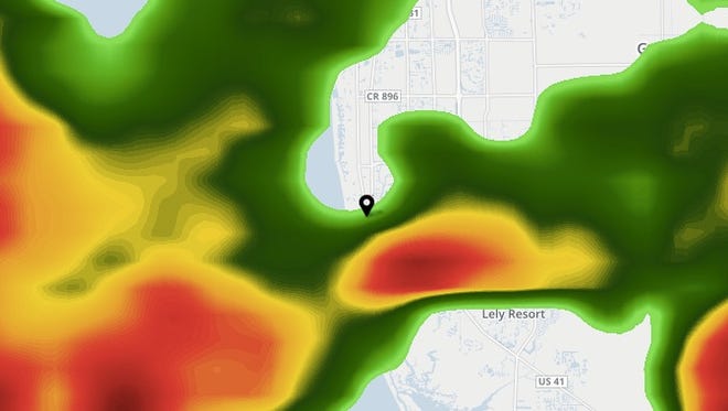 A screen shot of our interactive weather radar Saturday, June 10, 2017.