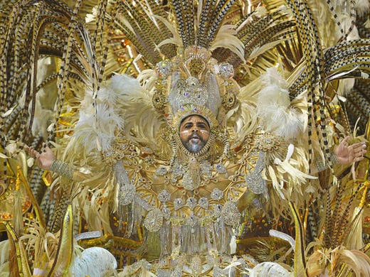 A member of the "Salgueiro" samba school performs during