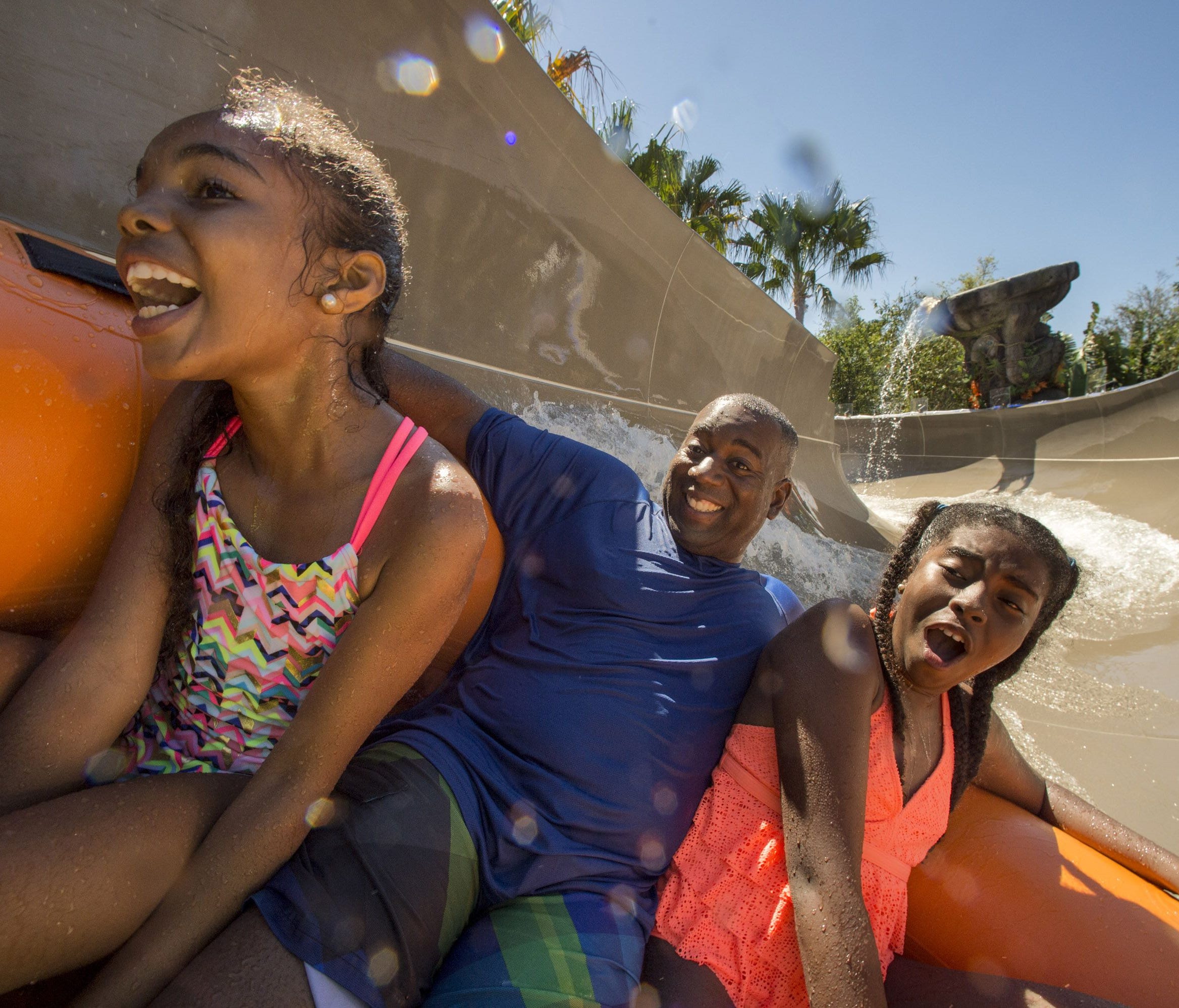 Miss Adventure Falls is a new family raft attraction taking guests of all ages a fast-paced waterslide journey at DisneyÕs Typhoon Lagoon Water Park. Miss Adventure Falls tells the story of Captain Mary Oceaneer, a treasure-hunter whose collection an