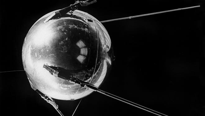 The world's first artificial satellite, Sputnik I, is shown in this image released Oct. 4, 1957, the day the satellite was launched by the Soviet Union.