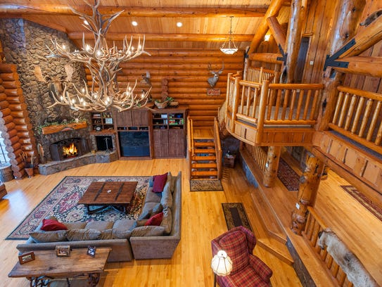 Crafted with Rocky Mountain logs, the custom home is