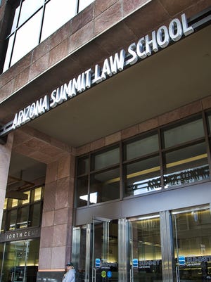 The main entrance of Arizona Summit Law School at 1 N. Central Ave. in downtown Phoenix.