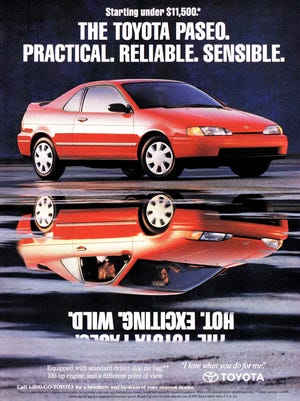 The Toyota Paseo was introduced in 1991 and lasted through 1997 in the U.S. market. It was built on the subcompact Tercel platform.