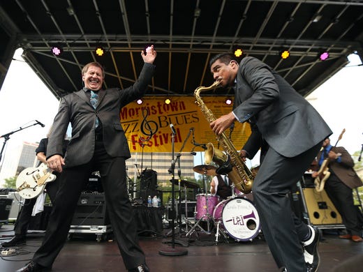 Saxophonist Marco Palos with Louis Prima Jr. and the