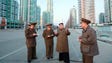 Kim Jong-Un visits a construction site  in Pyongyang,