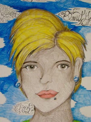 Portrait of former Renaissance Academy student Jenelda Artis by an art therapist for the school's "Breaking Frames" art show.