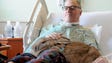 Arnold Levine, of Calabasas, pets Henry, a Flemish