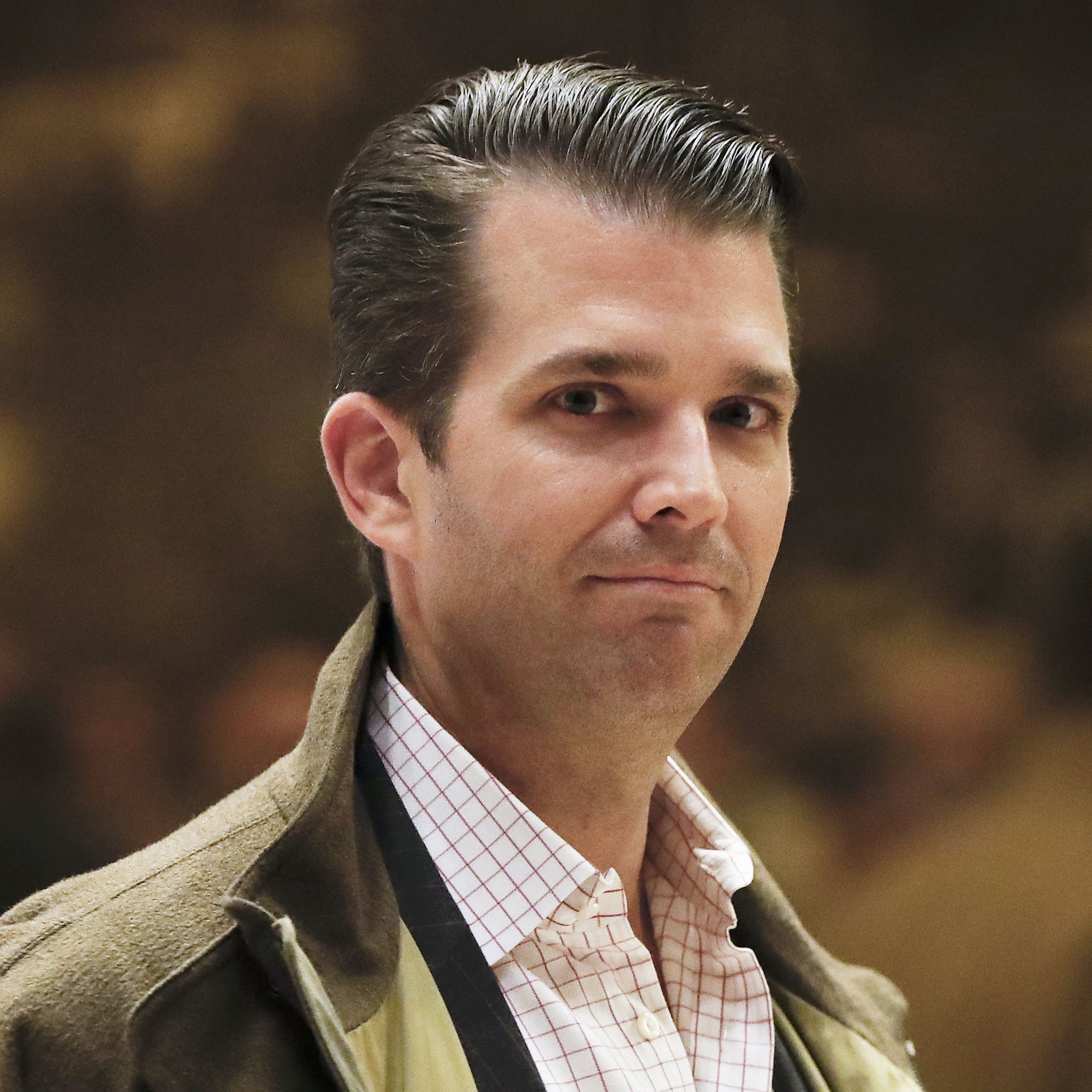 In a Wednesday, Nov. 16, 2016 file photo, Donald Trump Jr., son of President-elect Donald Trump, walks from the elevator at Trump Tower, in New York. Donald Trump Jr. told the Senate Judiciary Committee that he couldn't remember whether he had discus