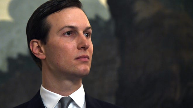 In this March 25, 2019, file photo White House adviser Jared Kushner listens during a proclamation signing with President Donald Trump and Israeli Prime Minister Benjamin Netanyahu in the Diplomatic Reception Room at the White House in Washington.