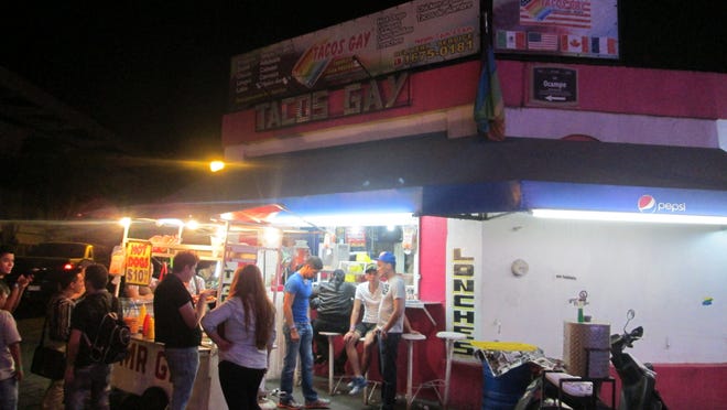 Tacos Gay is a popular taco stand and hangout in El Centro, Guadalajara’s historic downtown.