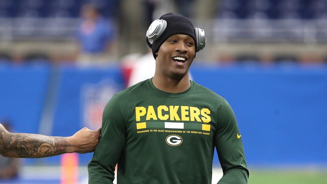 Green Bay Packers cornerback Damarious Randall (23) plays around before the game against the Detroit Lions on Dec. 31, 2017, at Ford Field in Detroit.