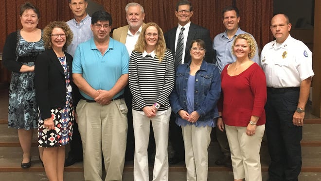 The Lebanon County commissioners recently hosted an employee appreciation event at the Lebanon Municipal Building. Pictured are, back row from left, Commissioner Jo Ellen Litz; Kevin Anspach, 35 years; Commissioner Bill Ames; Commissioner Bob Phillips; Jamie Wolgemuth, 20 years, Capt. Michael Ott, 20 years; front row from left, Carol Davies, 25 years; Michael Deaven, 25 years; Kimberly Briggs, 25 years; Christine Heibel, 25 years; and Melissa Herr, 20 years.