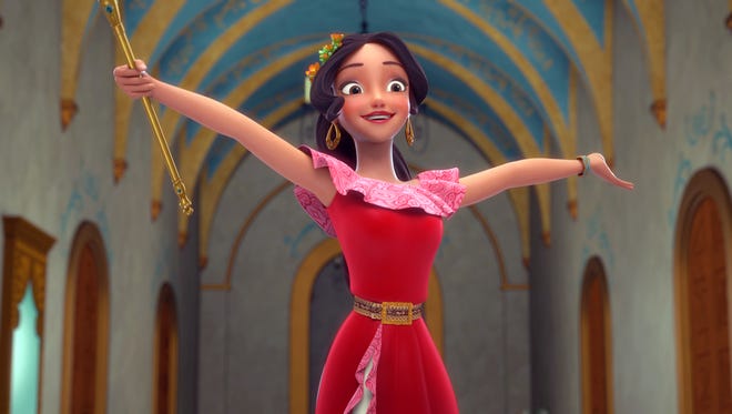 En esta imagen difundida por Disney Channel, Elena, la primera princesa latina de Disney, en una escena de la serie "Elena de Avalor" que se estrena el 22 de julio del 2016. (Disney Channel via AP)