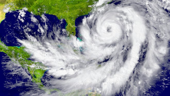 Huge hurricane between Florida and Cuba. Elements of this image furnished by NASA