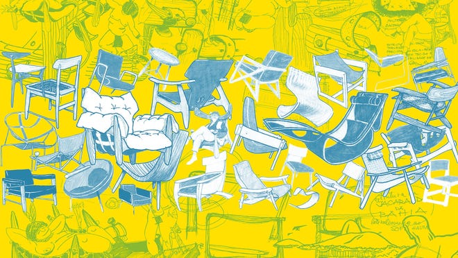 Sergio Rodrigues' illustrated history of Brazilian chair designs was featured in the book “Brazil Modern: The Rediscovery of Twentieth-Century Brazilian Furniture.”