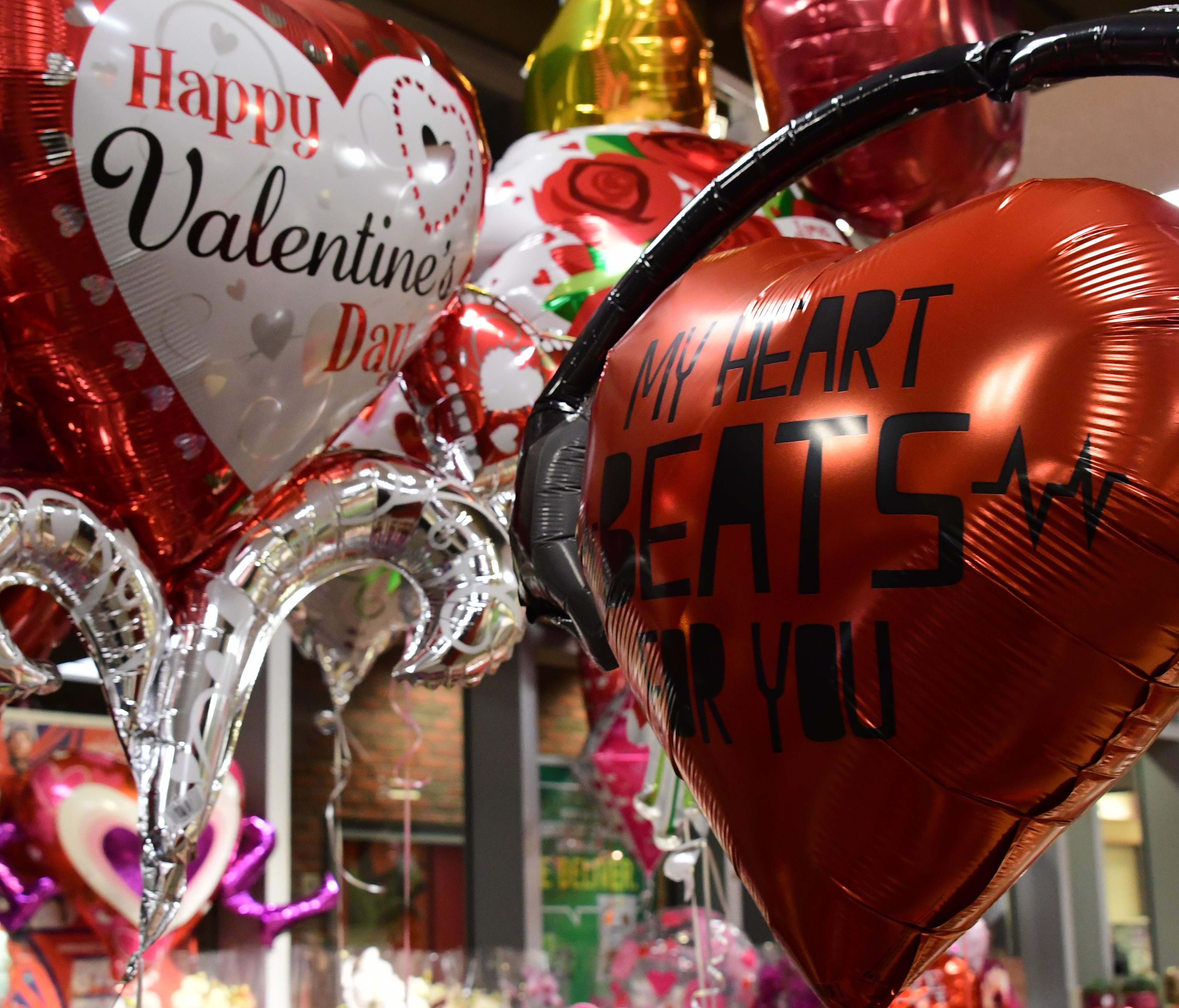 Merchandise for Valentine's Day is on display at a supermarket in Washington D.C.