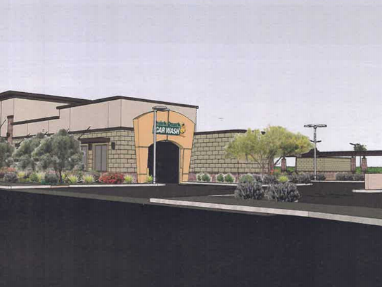 A rendering of the proposed Quick Quack car wash.