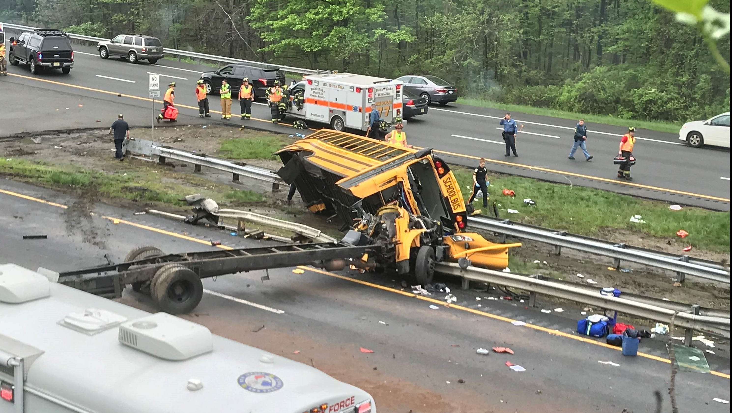 Mount Olive school bus crash: Injuries after collision with dump truck